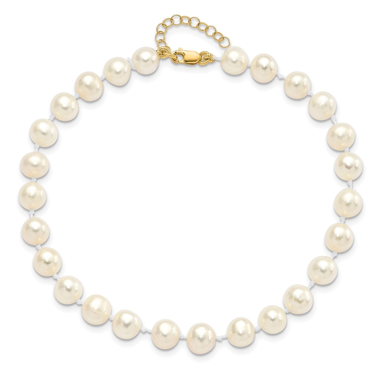 14k Yellow Gold 6-7mm Fresh Water Pearl Bracelet, Necklace and Earring Set