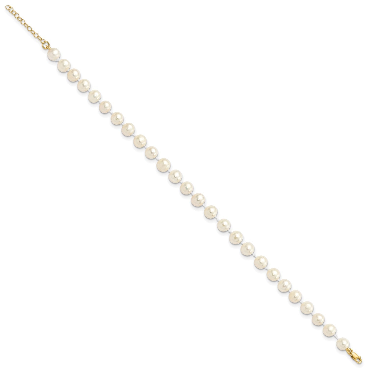 14k Yellow Gold 6-7mm Fresh Water Pearl Bracelet, Necklace and Earring Set