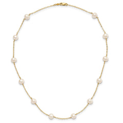 14K Yellow Gold Fresh Water Cultured 6mm Pearl 12-station Necklace, 16