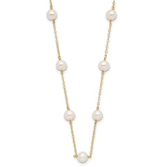 14K Yellow Gold Fresh Water Cultured 6mm Pearl 12-station Necklace, 16