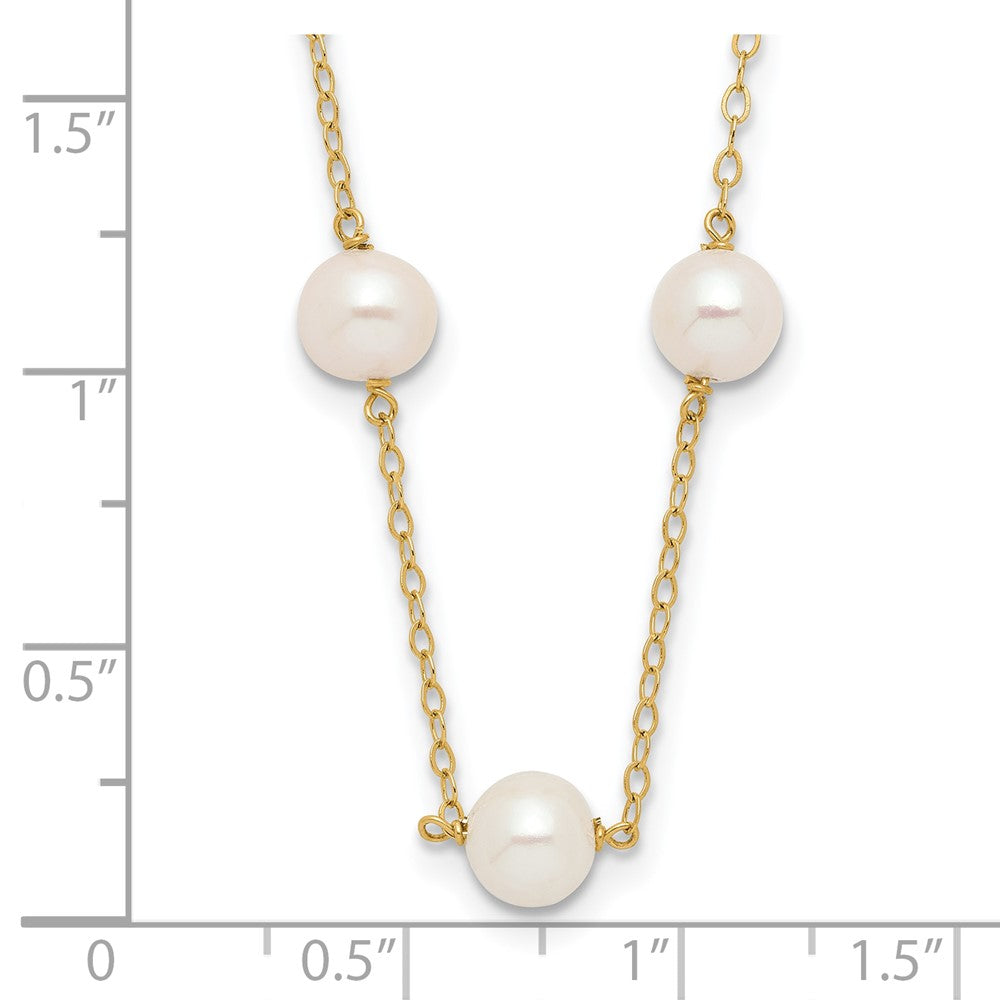 14K Yellow Gold Fresh Water Cultured 6mm Pearl 12-station Necklace, 16