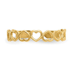 14k Yellow Gold Hearts Open Adjustable Toe Ring