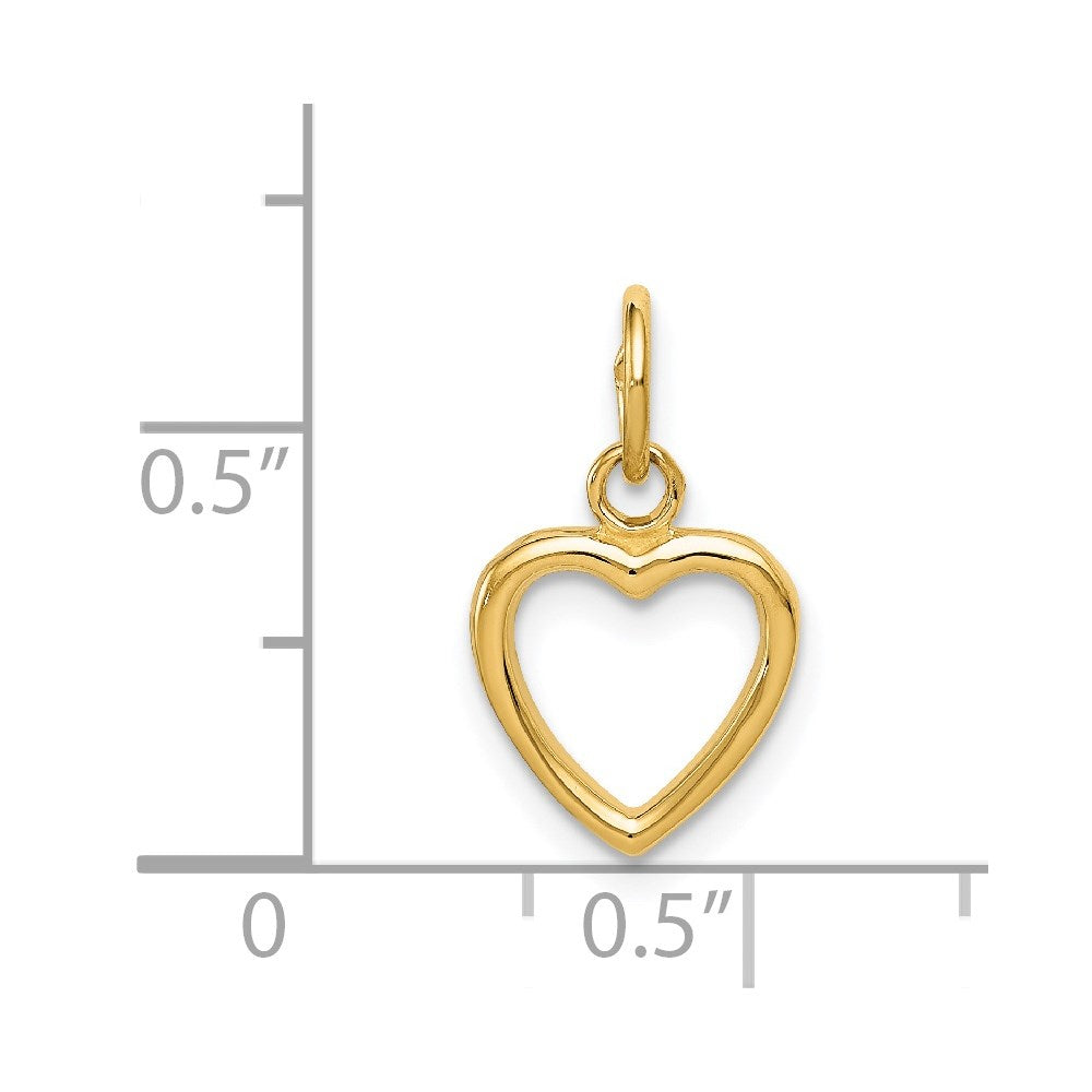 14K Yellow Gold High Polished Heart Pendant, 16x10mm