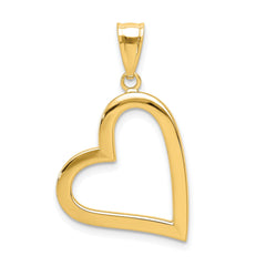 14K Yellow Gold High Polished Heart Pendant, 29x17mm