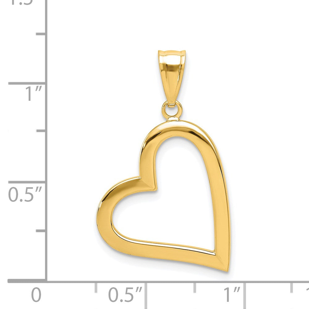 14K Yellow Gold High Polished Heart Pendant, 29x17mm