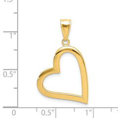 14K Yellow Gold High Polished Heart Pendant, 29x17mm