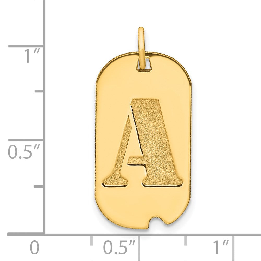 14k Yellow Gold High Polished Letter Initial Dog Tag Pendant,24x14mm