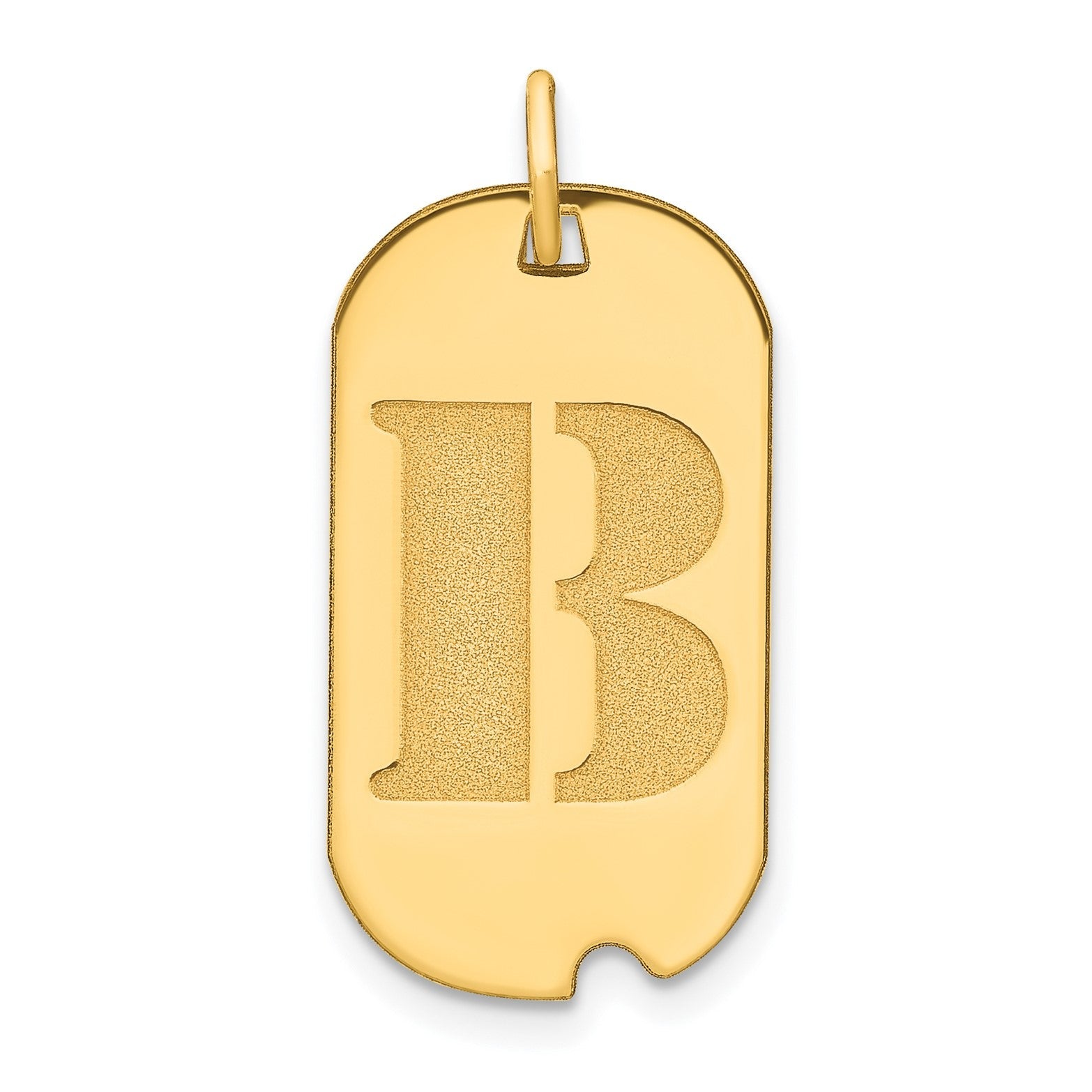 14k Yellow Gold High Polished Letter Initial Dog Tag Pendant,24x14mm