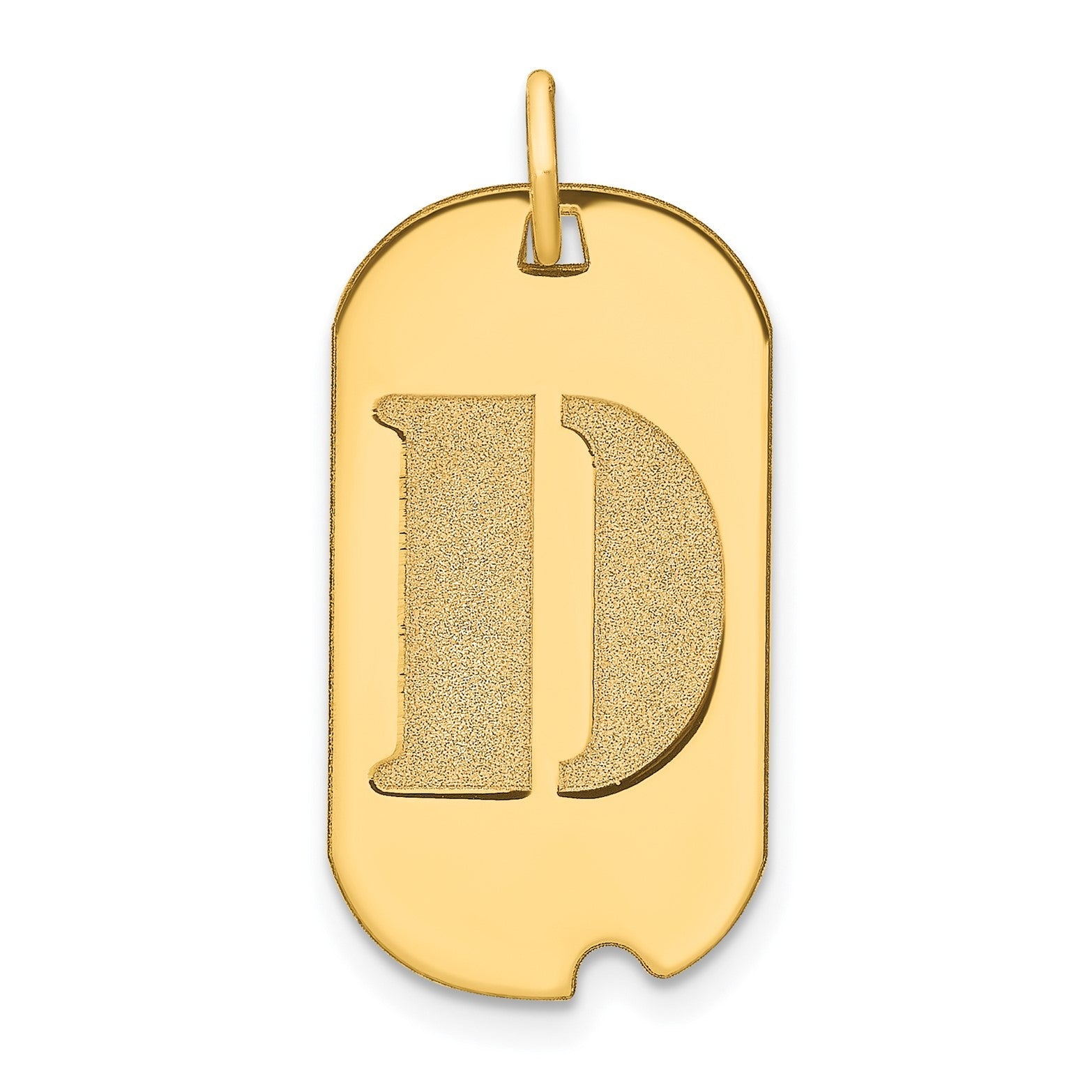 14k Yellow Gold High Polished Letter Initial Dog Tag Pendant,24x14mm