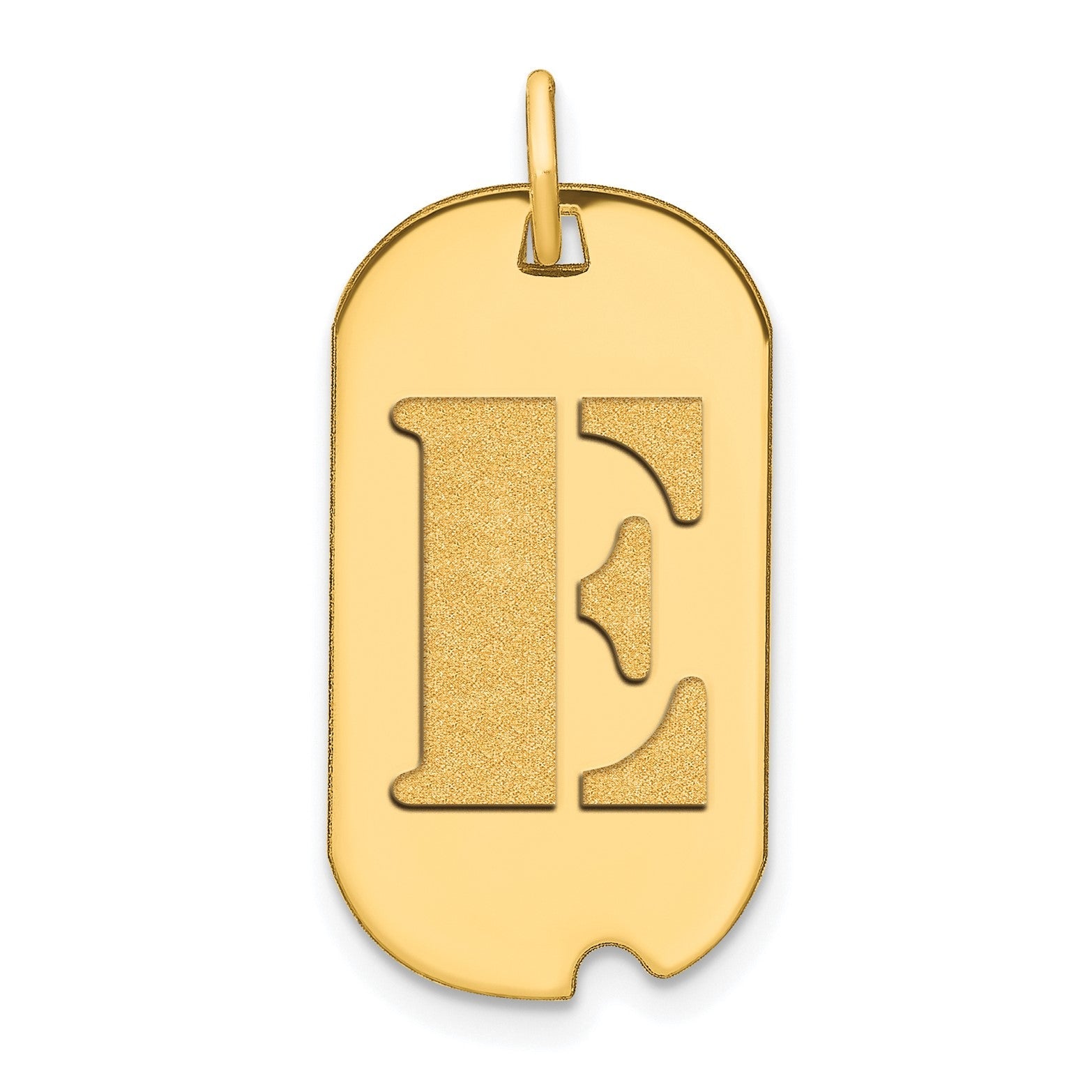 14k Yellow Gold High Polished Letter Initial Dog Tag Pendant,24x14mm