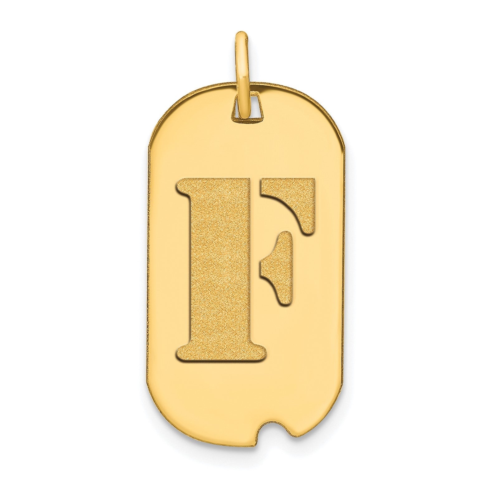 14k Yellow Gold High Polished Letter Initial Dog Tag Pendant,24x14mm