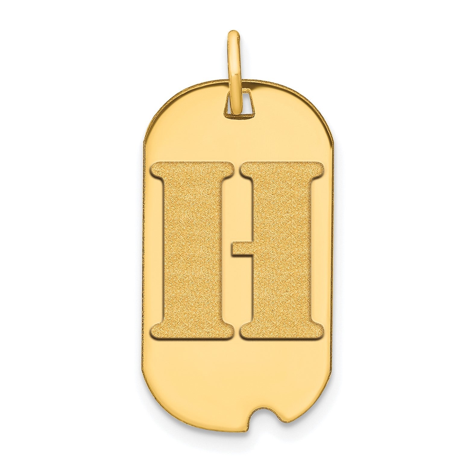 14k Yellow Gold High Polished Letter Initial Dog Tag Pendant,24x14mm