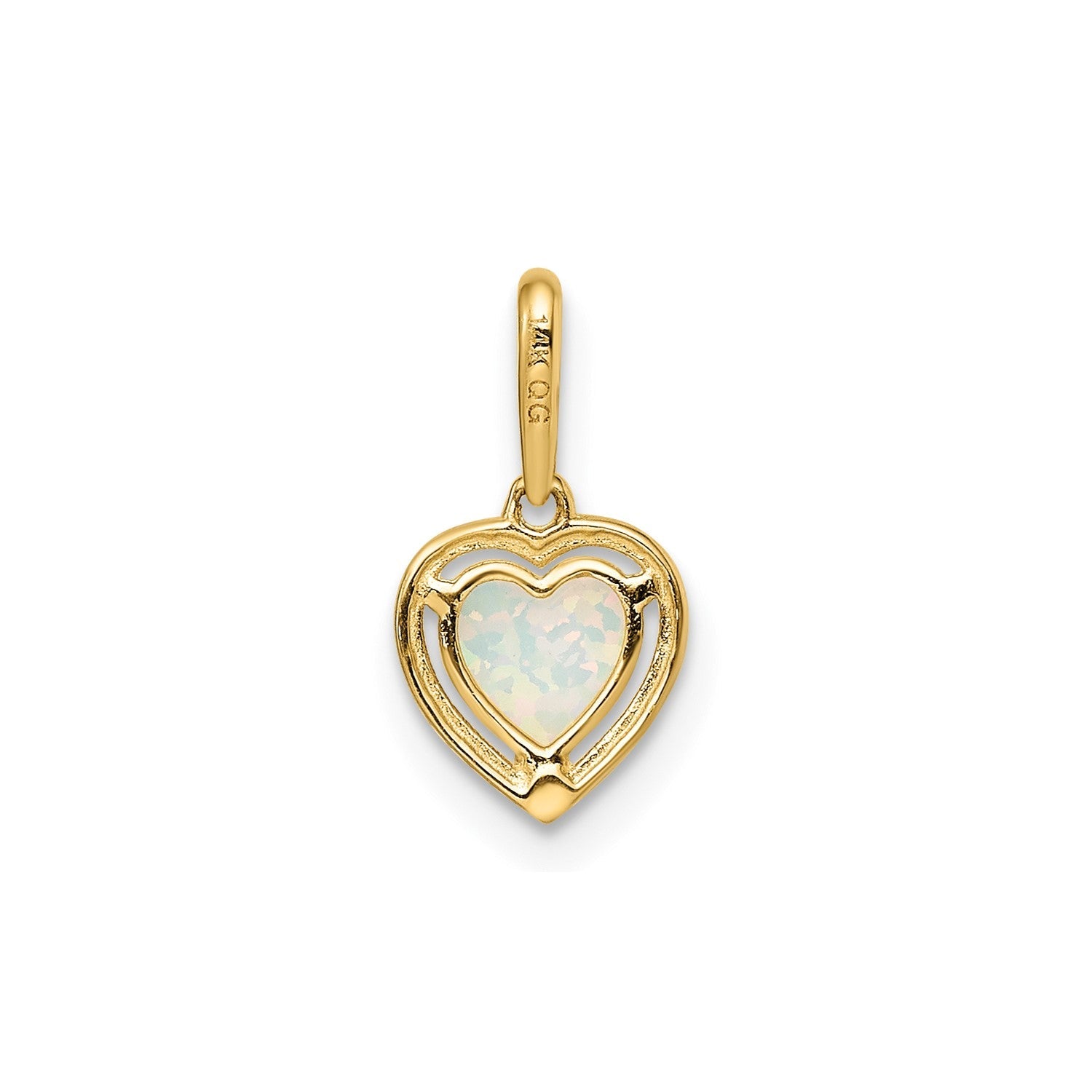 14k Yellow Gold Lab Created Opal Heart Pendant