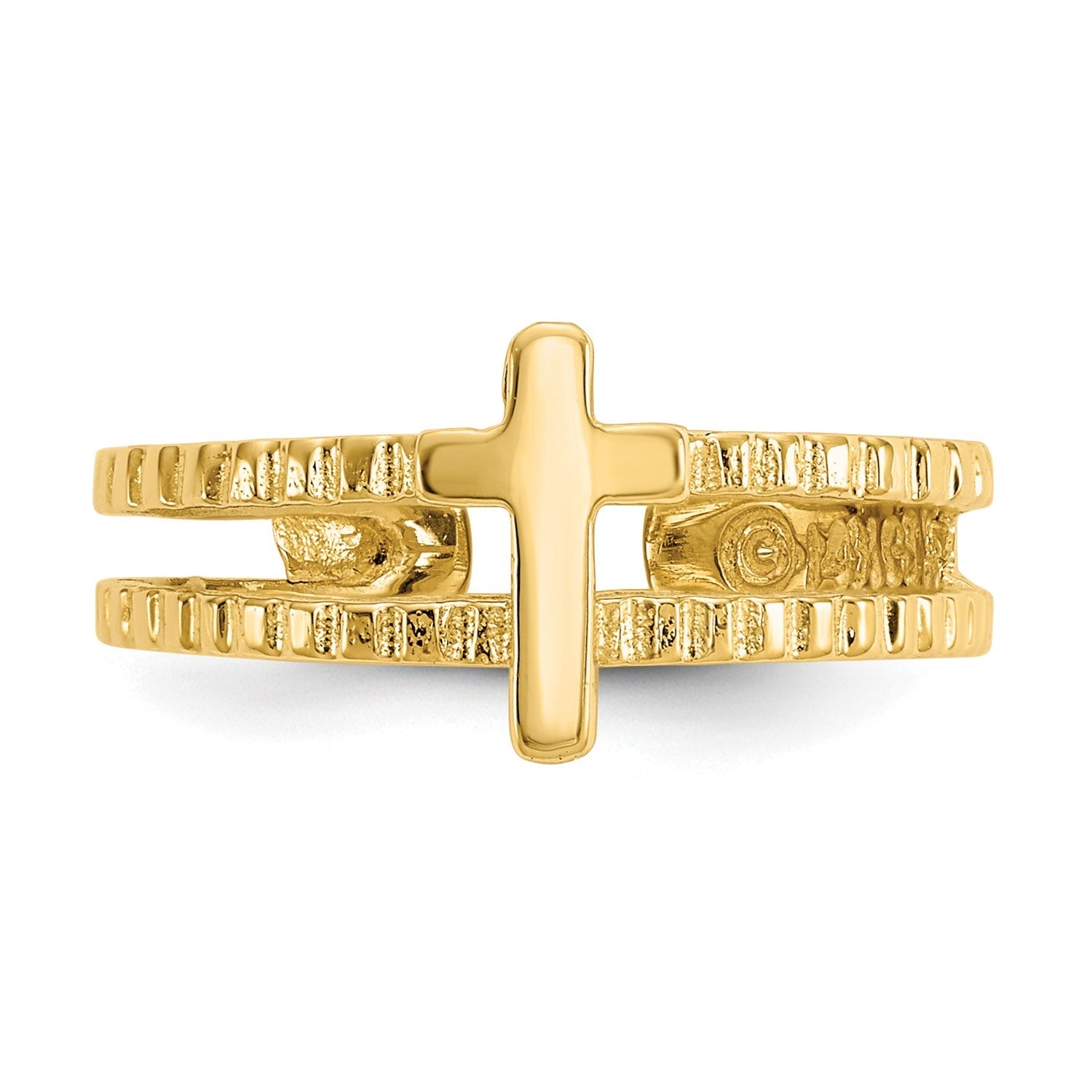 14k Yellow Solid Gold Cross Design Toe Summer Ring