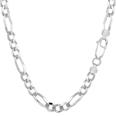 Sterling Silver Rhodium Plated Figaro Chain Bracelet, 8.5