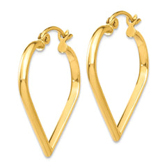 10k Yellow Gold Polished 2mm Heart Hoop Earrings