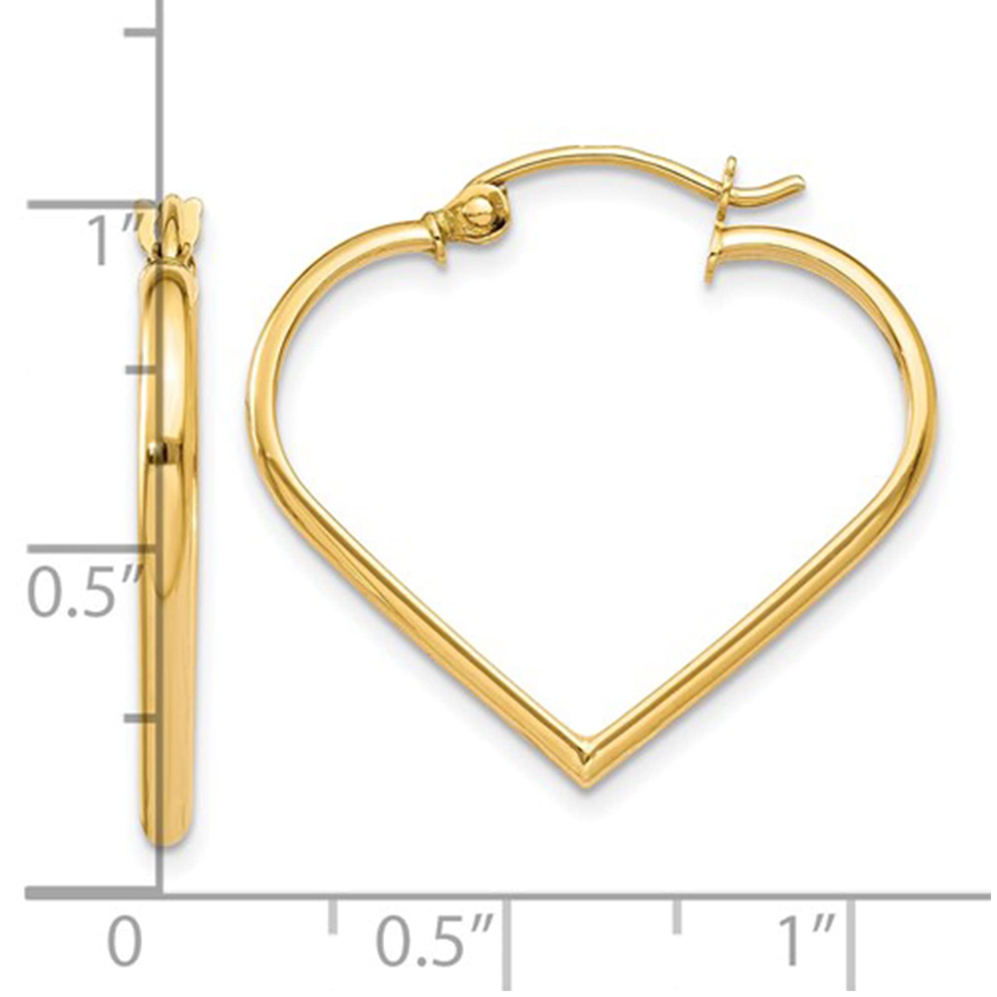 10k Yellow Gold Polished 2mm Heart Hoop Earrings