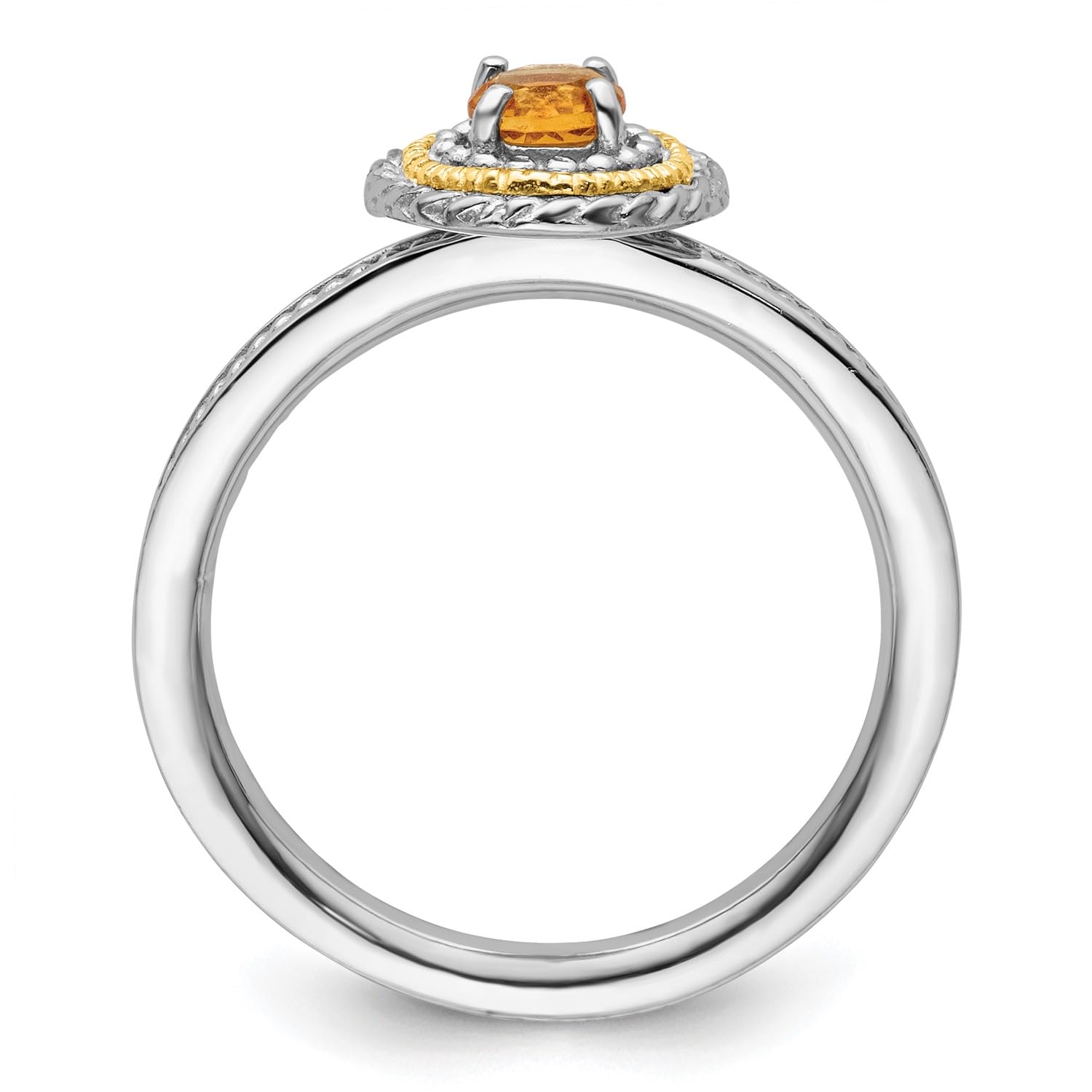 Sterling Silver and 14k Yellow Gold Stackable Expressions Sterling Silver Birthstone Ring (Citrine, 6)