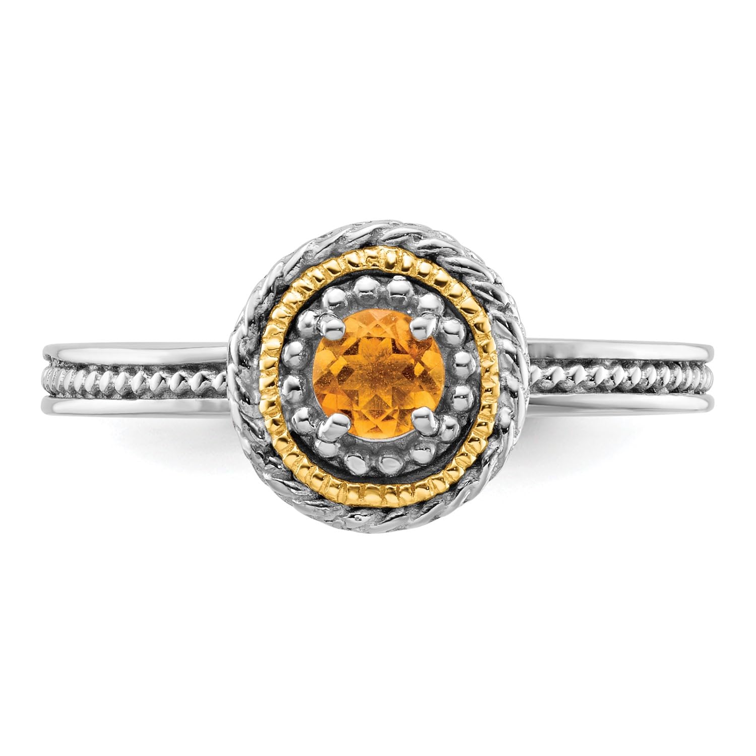 Sterling Silver and 14k Yellow Gold Stackable Expressions Sterling Silver Birthstone Ring (Citrine, 6)