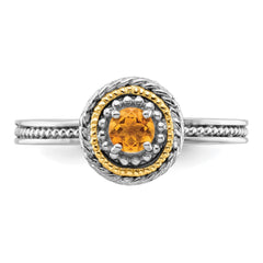 Sterling Silver and 14k Yellow Gold Stackable Expressions Sterling Silver Birthstone Ring (Citrine, 6)