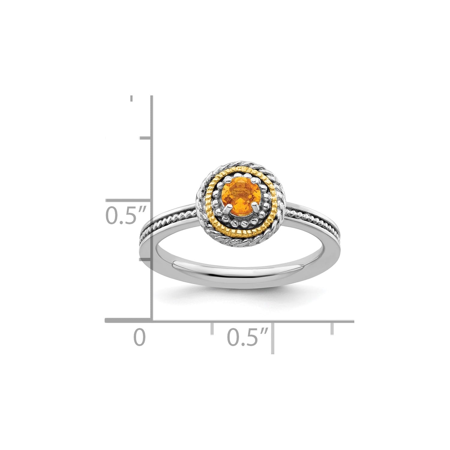 Sterling Silver and 14k Yellow Gold Stackable Expressions Sterling Silver Birthstone Ring (Citrine, 6)