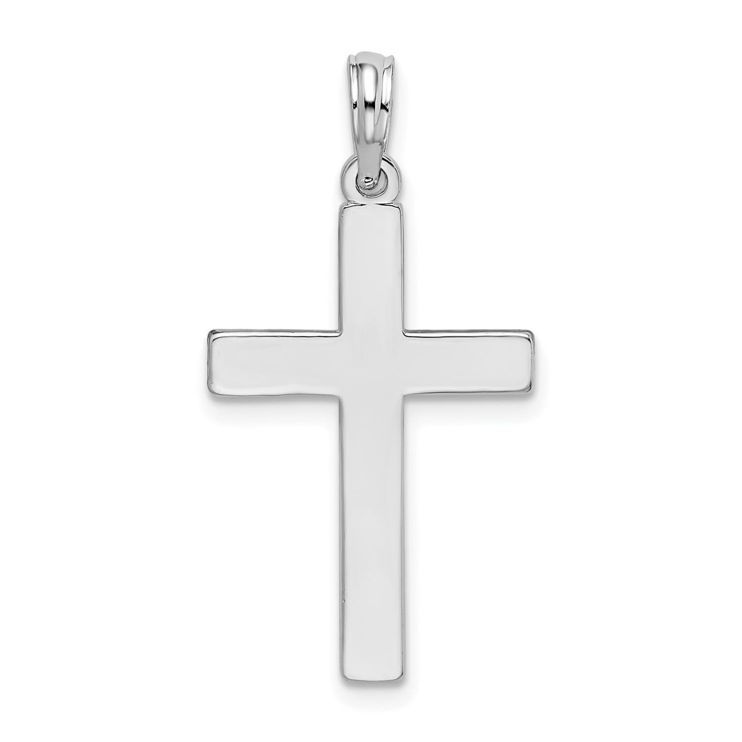 Sterling Silver Rhodium Plated Latin Cross Pendant, 24 x 16mm