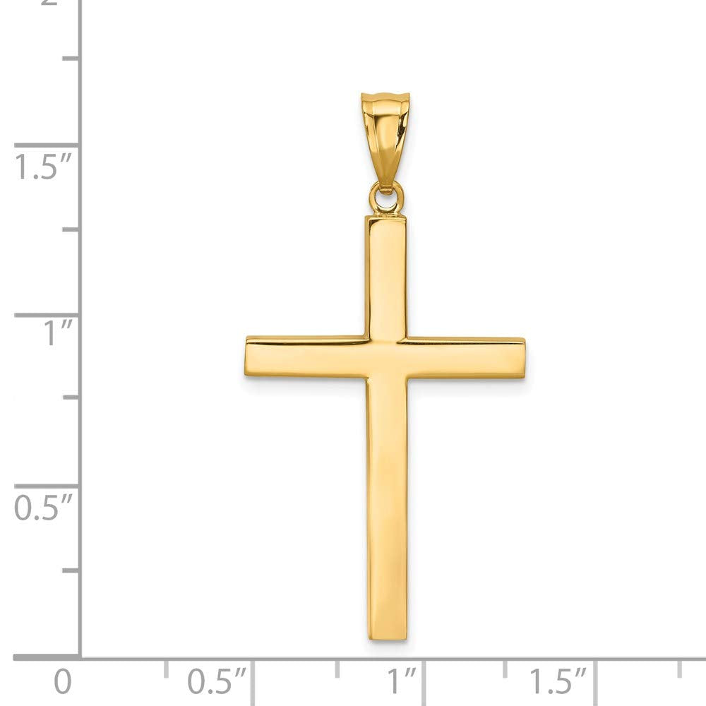 14K Yellow Gold Square Latin Cross Pendant, 40x20mm