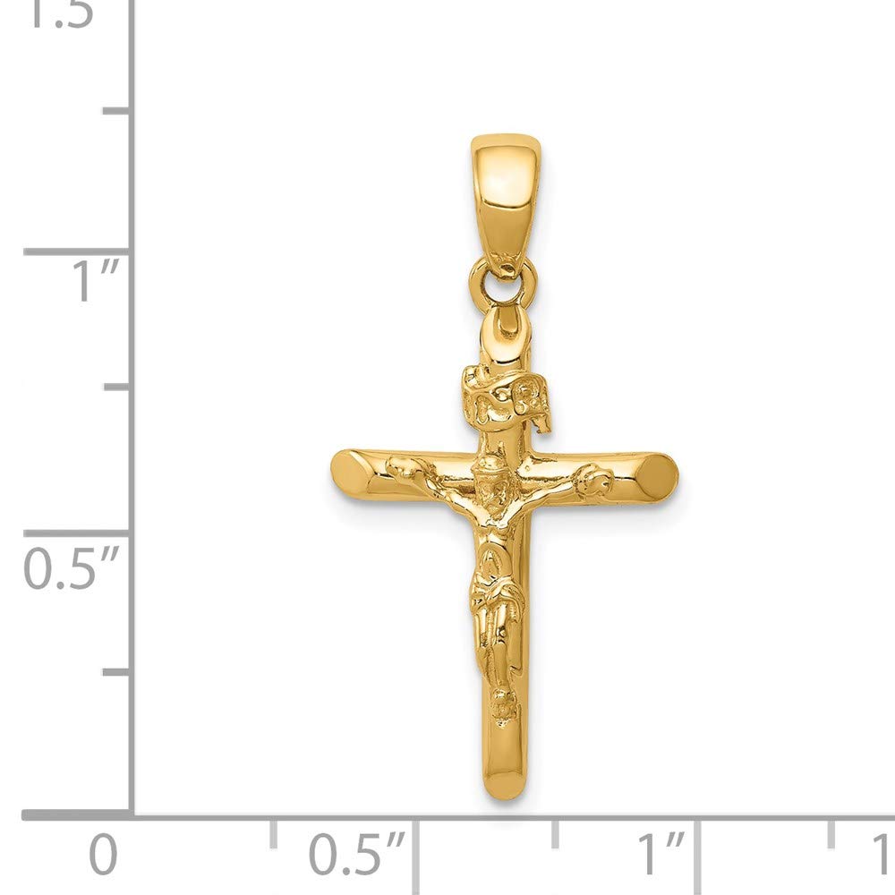 14K Yellow Gold Polished Crucifix Cross Pendant, 28x16mm