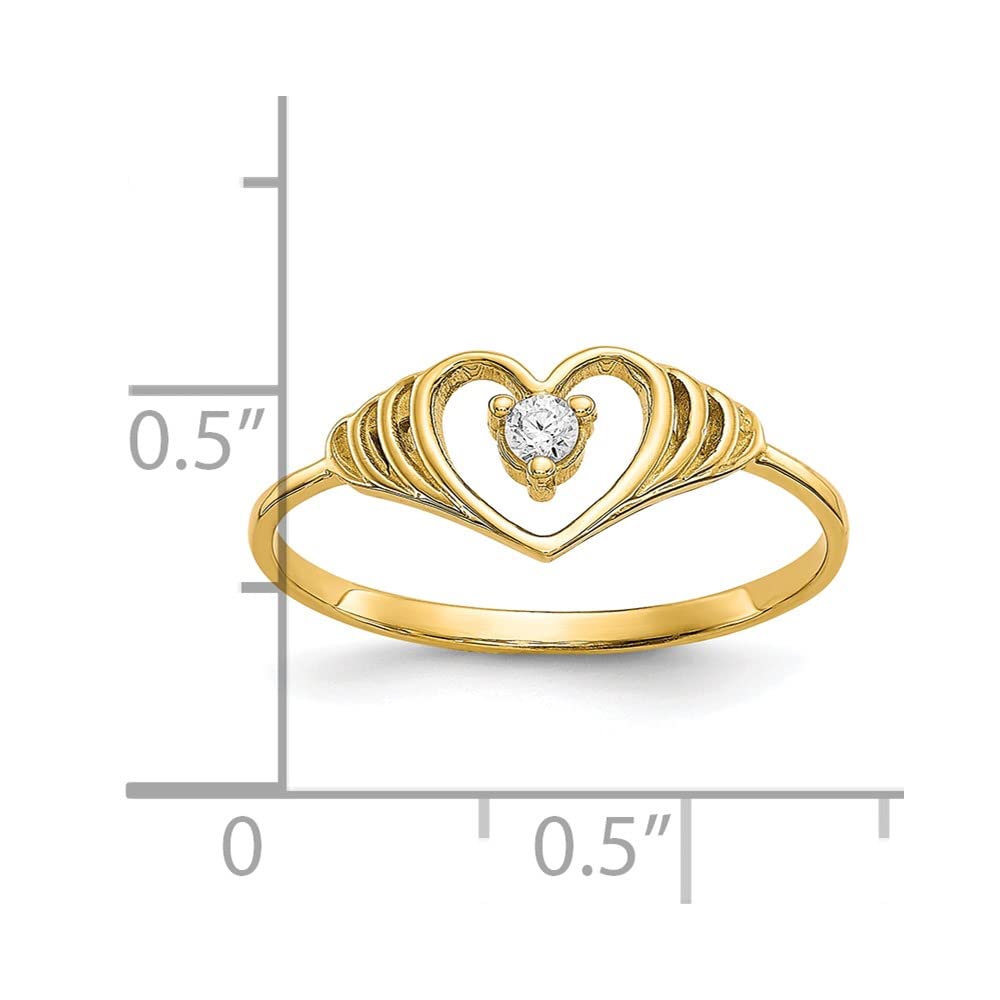 10k Yellow Gold CZ Heart Ring, Size 6