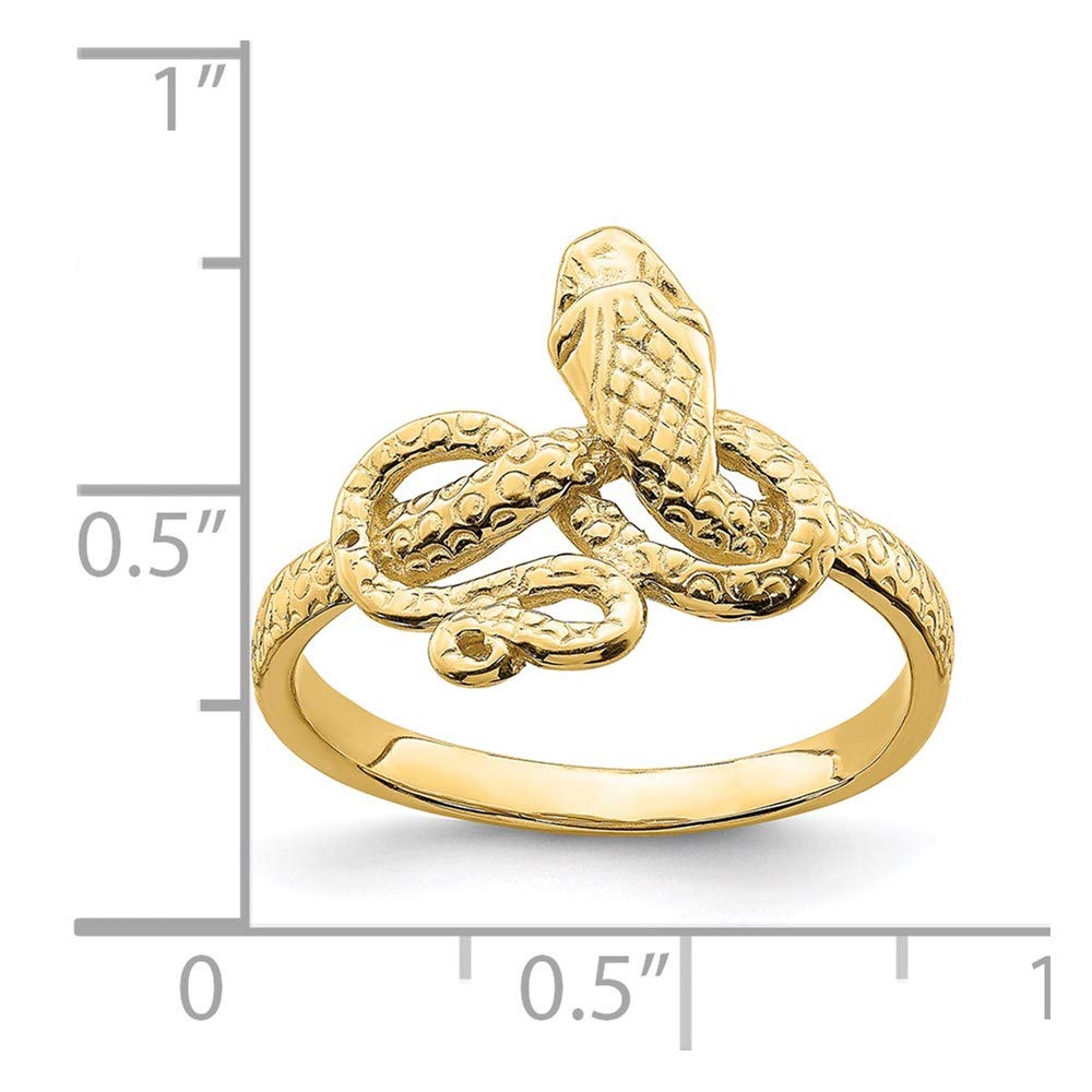 14k Yellow Solid Gold Snake Ring, Size 7