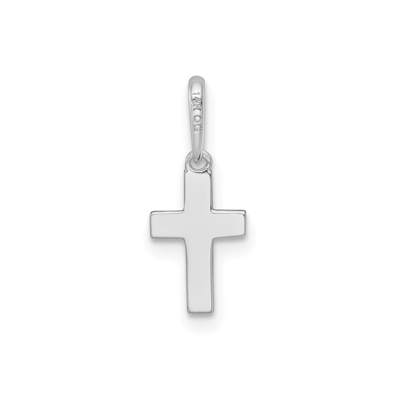 14K White Gold Small Cross Pendant, 16x7mm