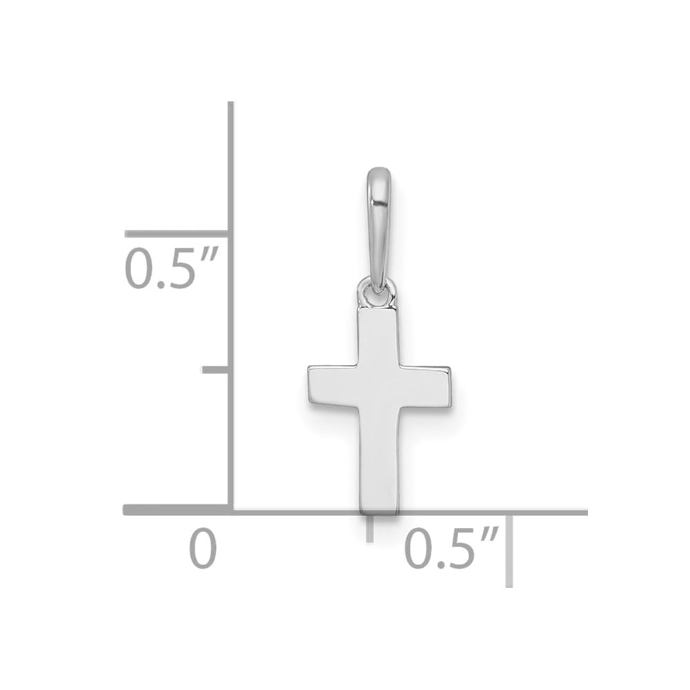 14K White Gold Small Cross Pendant, 16x7mm