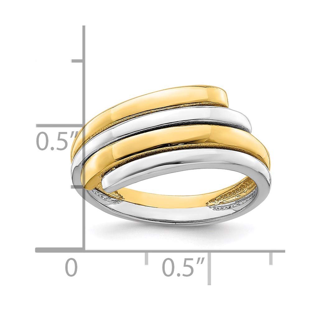 14k Yellow and White Gold Crossover Band Ring, Size 7