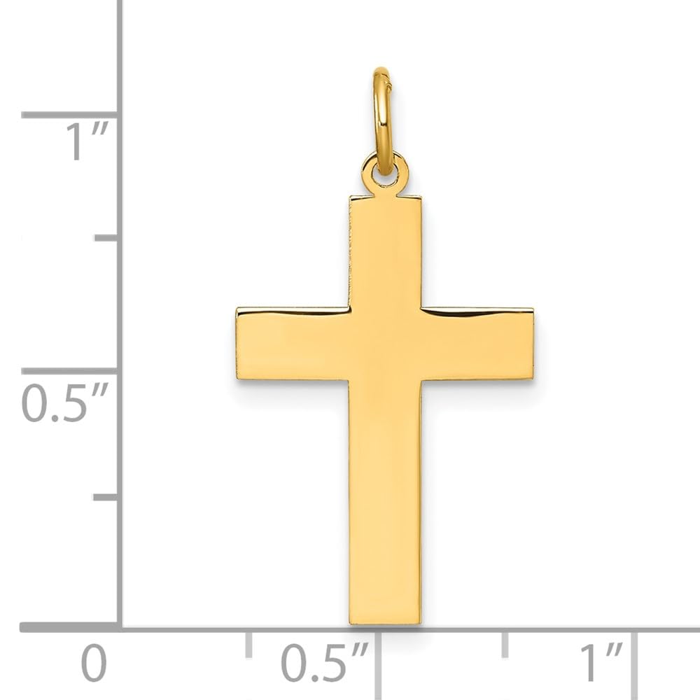 14k Yellow Gold High Polish Cross Pendant, 1 x 0.5 inches