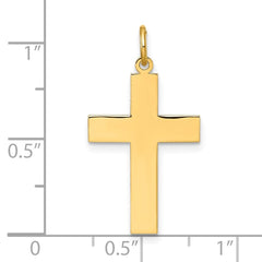 14k Yellow Gold High Polish Cross Pendant, 1 x 0.5 inches