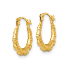 14k Yellow Gold Polished Bamboo Hoop Earrings, 14mm