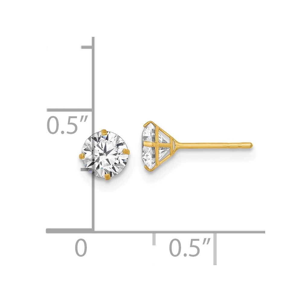 14k Yellow Gold 5mm CZ Stud Earrings