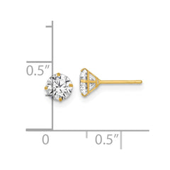 14k Yellow Gold 5mm CZ Stud Earrings