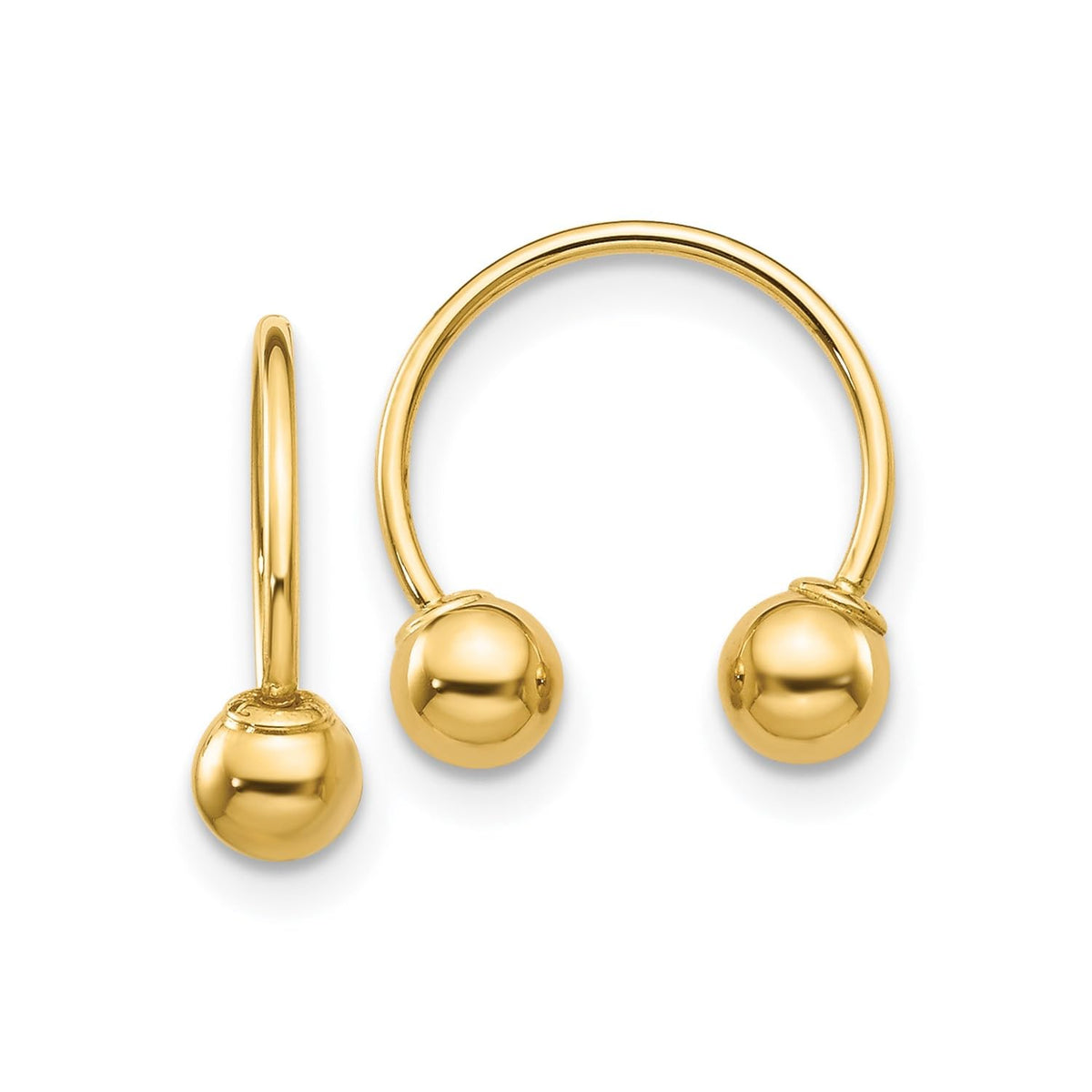 14k Yellow Gold Open Hoop Beaded Earrings, 13mm