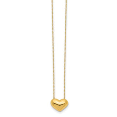 14k Yellow Gold Puffed Heart Pendant Necklace, 18 inch