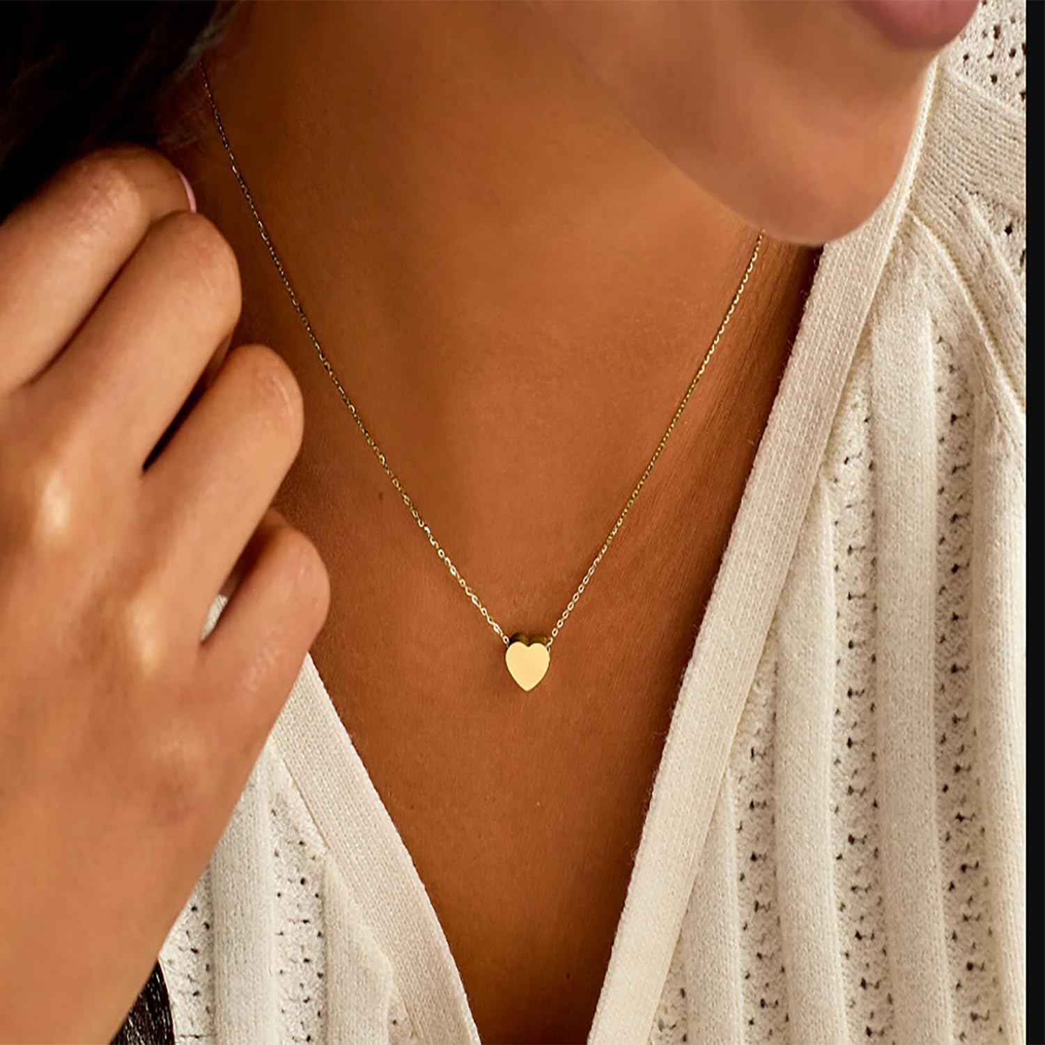 14k Yellow Gold Puffed Heart Pendant Necklace, 18 inch