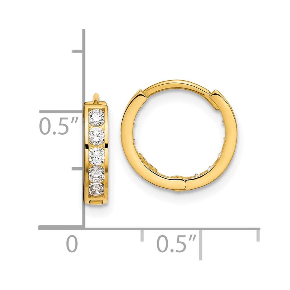 14k Yellow Gold Cubic Zirconia Reversible Hinged Hoop Earrings, 12mm