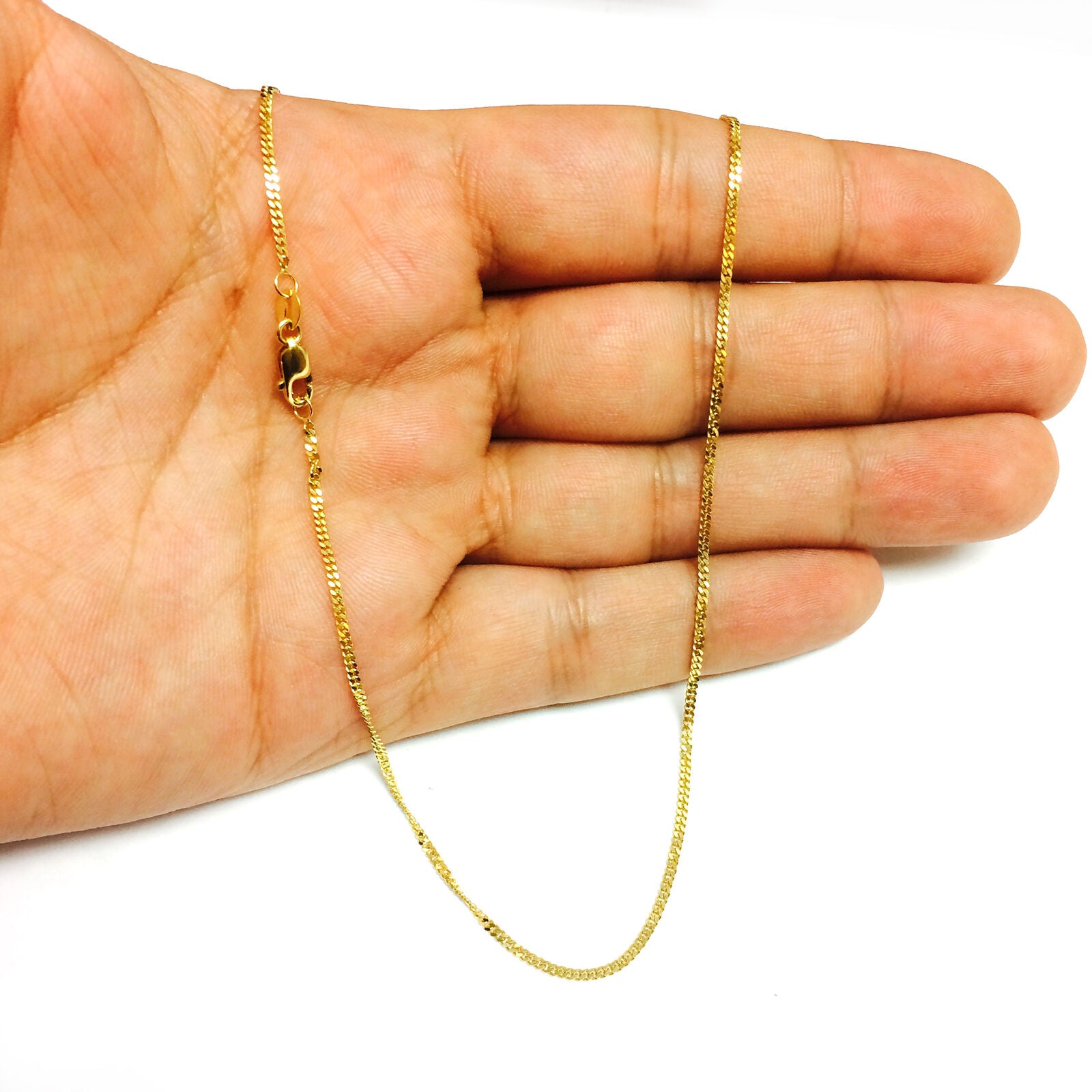 14k Yellow Gold Gourmette Chain Necklace, 1.5mm