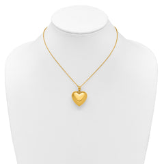 18K Yellow Gold High Polished Puffed Heart Pendant Necklace,16" with 2" Extension fine designer jewelry for men and women