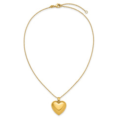 18K Yellow Gold High Polished Puffed Heart Pendant Necklace,16" with 2" Extension fine designer jewelry for men and women