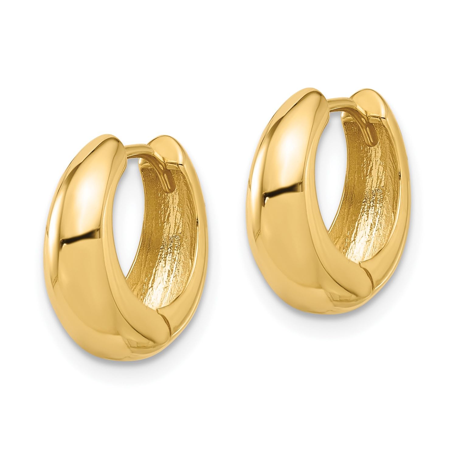 10K Yellow Gold High Polished Hinged Huggie Hoop Earrings, 12mm