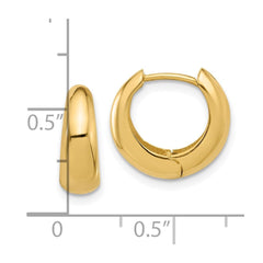 10K Yellow Gold High Polished Hinged Huggie Hoop Earrings, 12mm