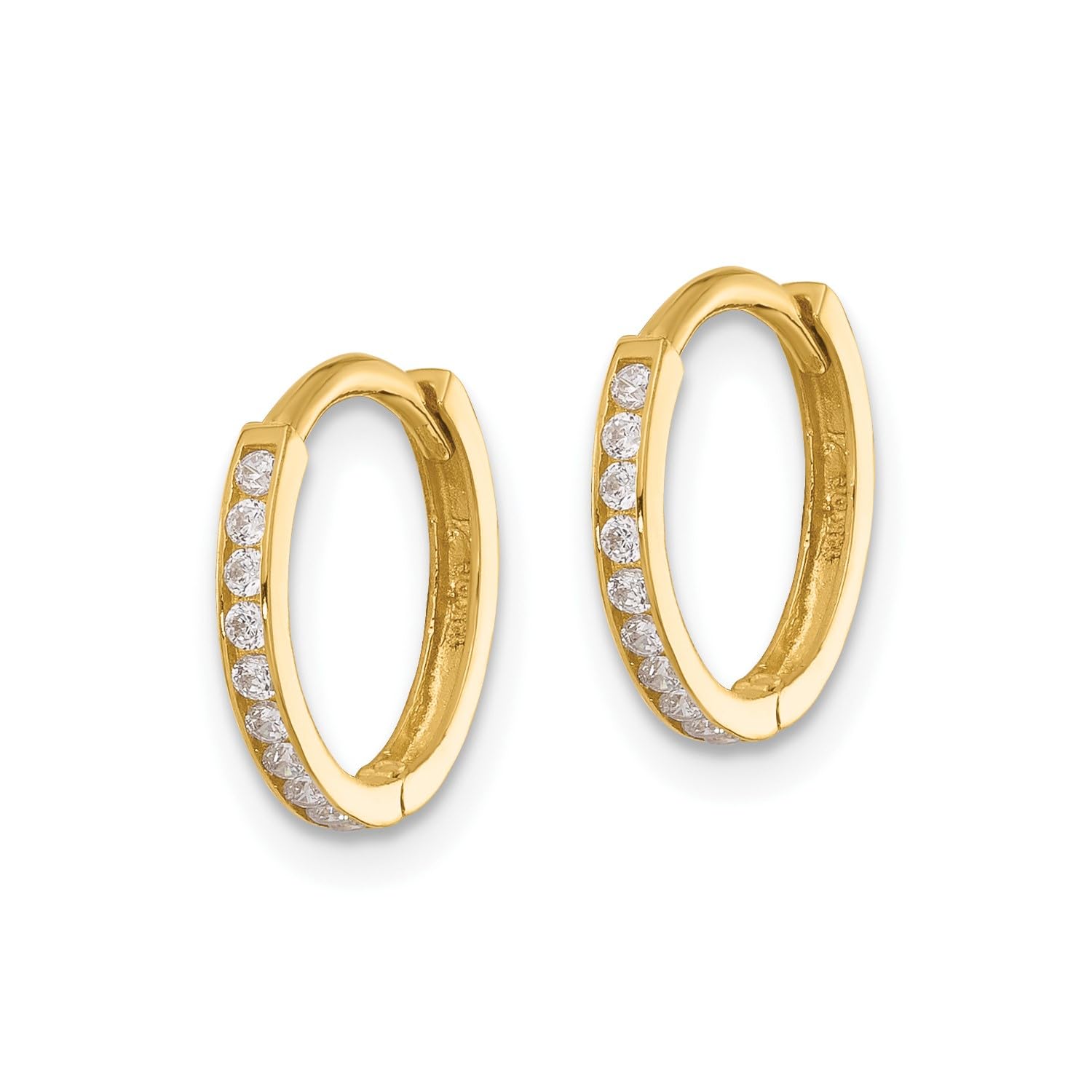 14k Yellow Gold Cubic Zirconia Huggie Hoop Earrings, 12mm