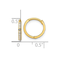 14k Yellow Gold Cubic Zirconia Huggie Hoop Earrings, 12mm