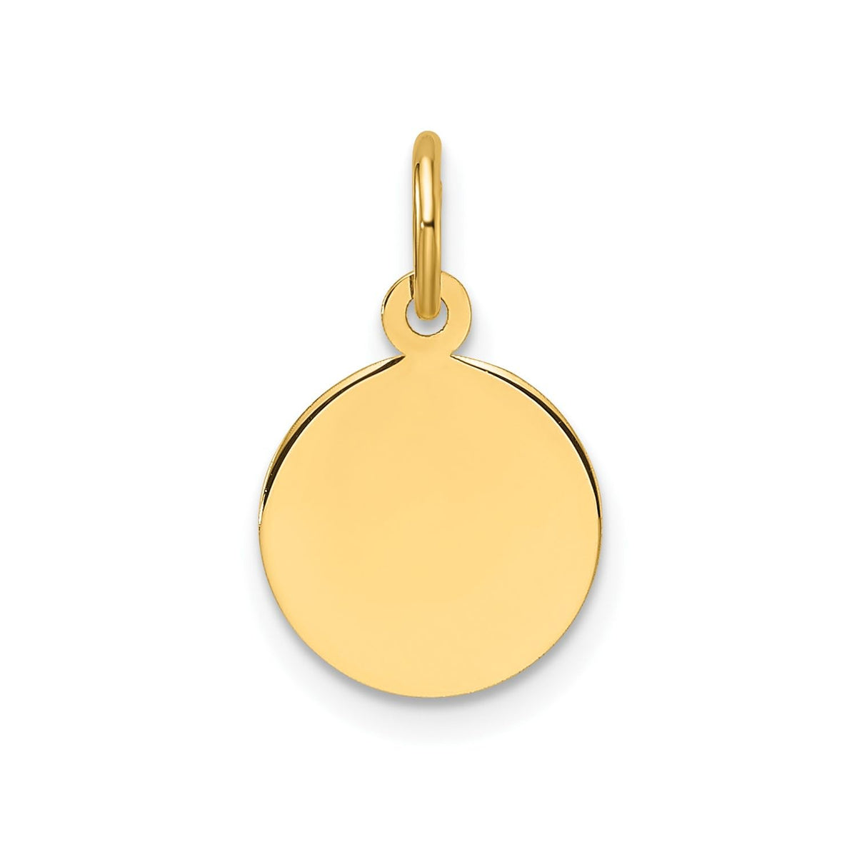 14k Yellow Gold Round Engravable Disc Charm Pendant, 11mm Diameter